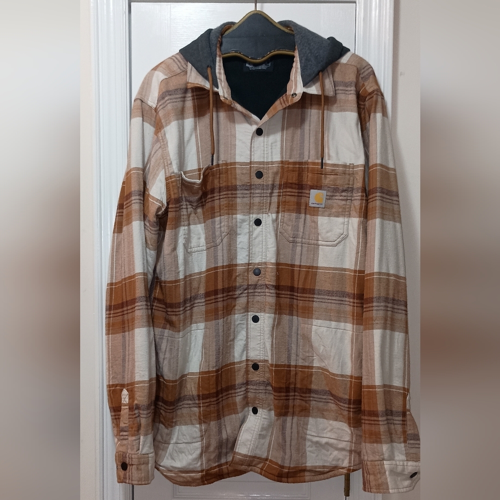 Carhartt Relaxed Fit Plaid Men's Fleece Shirt Jacket Large Tall